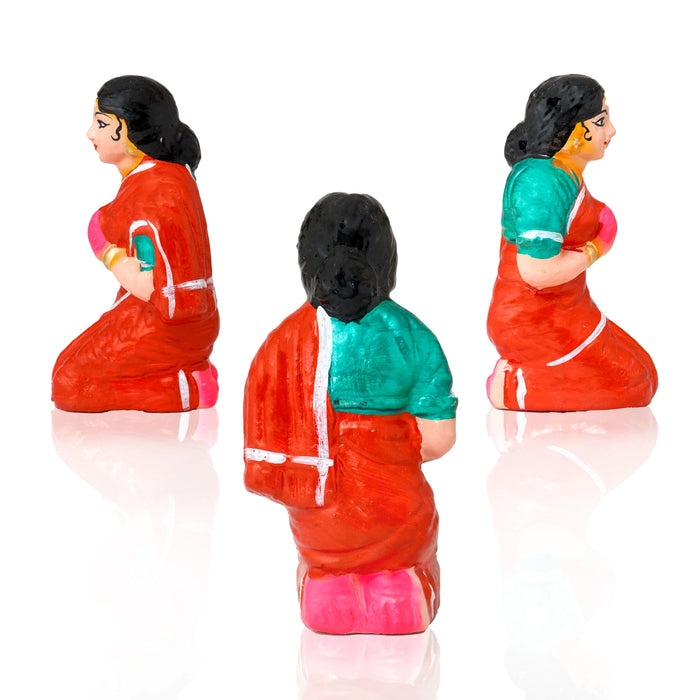 Thulasi Madam Clay Golu Bommai Set - 8 x 3 Inches | 6 Pcs/ Giri Golu Goll/ Navartri Kolu Bommai/ Gombe/ Bommalu