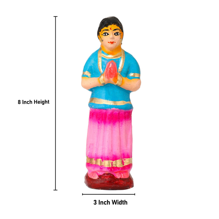 Thulasi Madam Clay Golu Bommai Set - 8 x 3 Inches | 6 Pcs/ Giri Golu Goll/ Navartri Kolu Bommai/ Gombe/ Bommalu