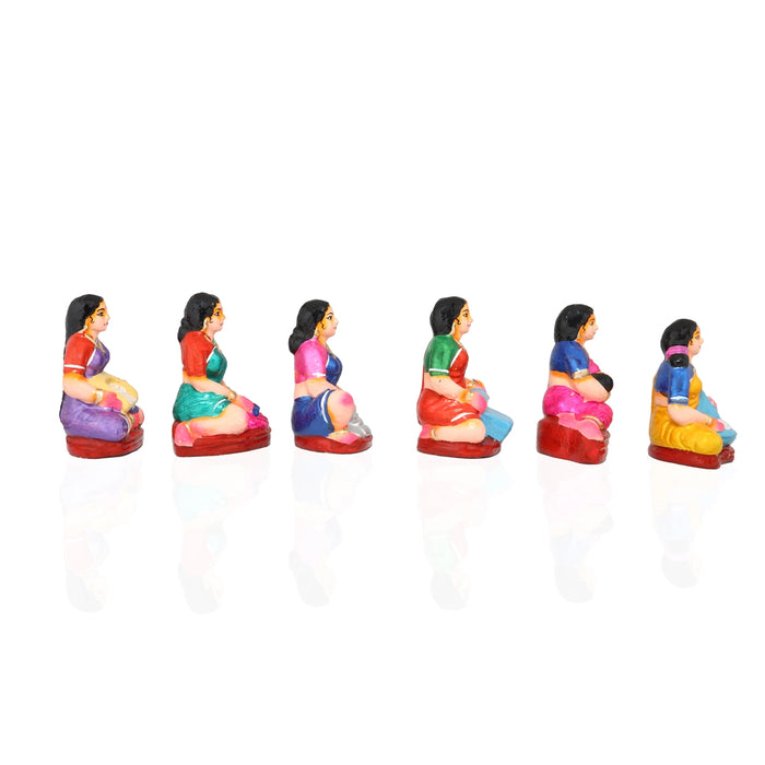 Village Girl Clay Golu Bommai Set - 5.5 x 4 Inches | Giri Golu Doll/ Navaratri Golu Bomma/Gombe/Bommai