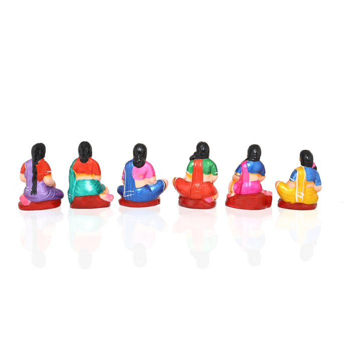 Village Girl Clay Golu Bommai Set - 5.5 x 4 Inches | Giri Golu Doll/ Navaratri Golu Bomma/Gombe/Bommai