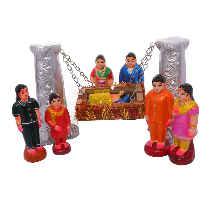 Thottil Kuzhanthai Clay Golu Bommai - 8.5 x 4.5 Inches | Giri Golu Doll/ Navaratri Golu Bomma/Gombe/Bommai