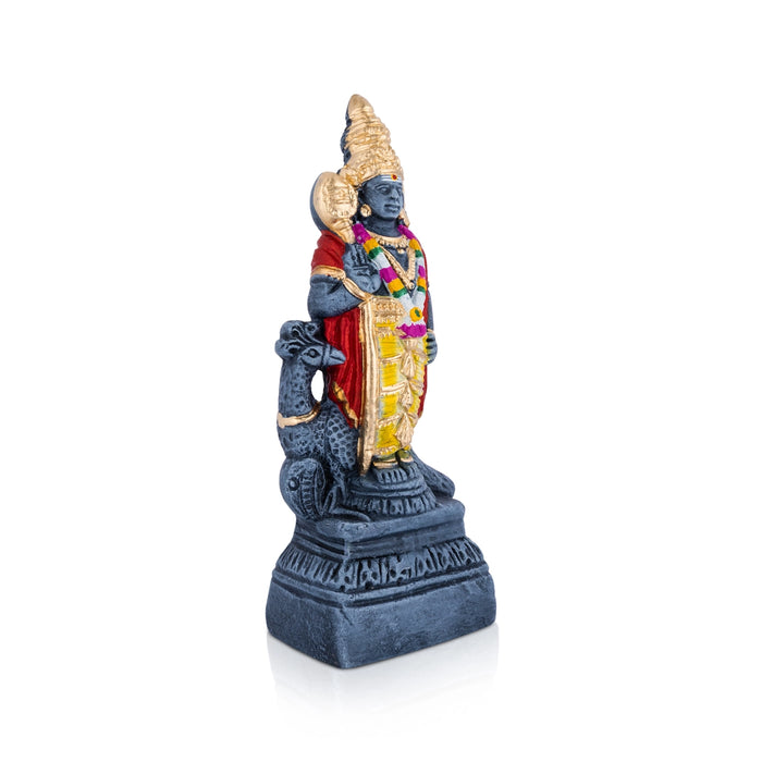 Kalvettu Murugan Mayil Stone Finish Clay Golu Bommai - 10 x 3.8 Inches | Giri Golu Doll/ Navaratri Kolu Bomma