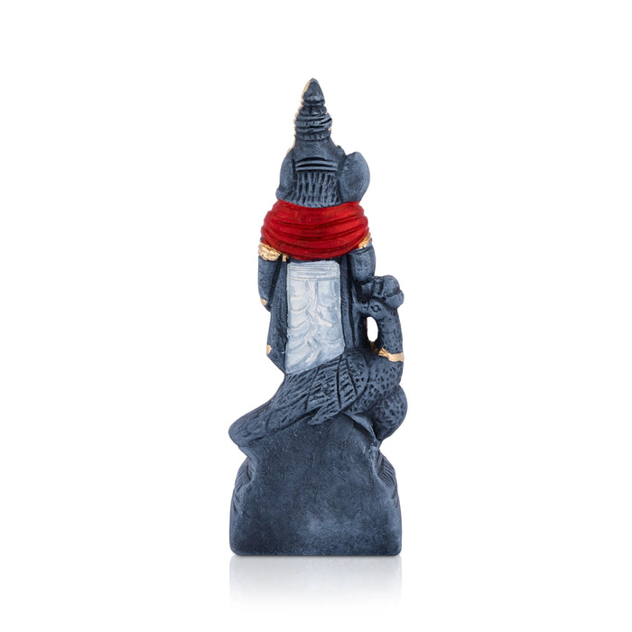 Kalvettu Murugan Mayil Stone Finish Clay Golu Bommai - 10 x 3.8 Inches | Giri Golu Doll/ Navaratri Kolu Bomma