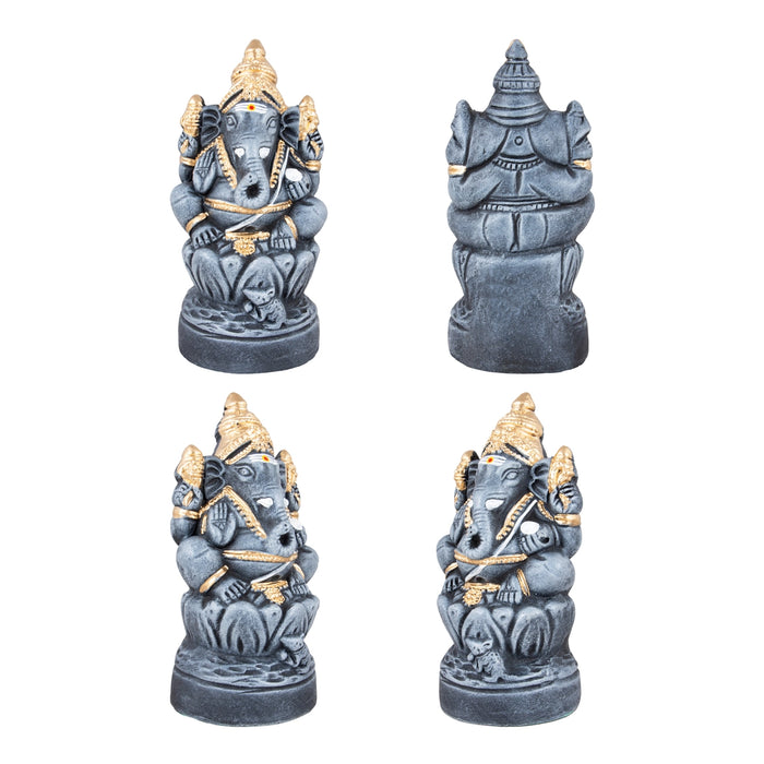 Ganesh Lakshmi Saraswati Clay Golu Bommai Set - 10 x 4.5 Inches | Giri Golu Doll/ Navaratri Golu Bomma/Gombe/Bommai