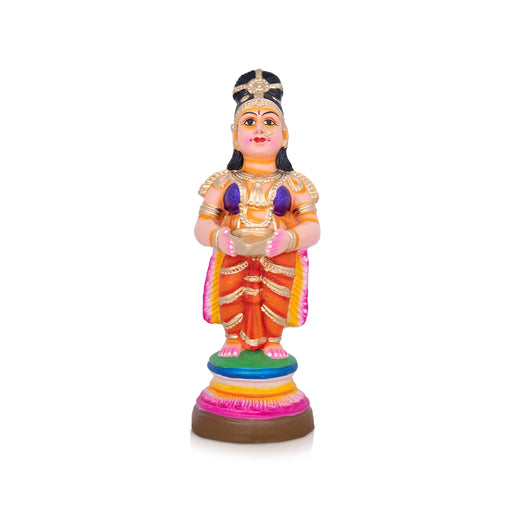 Paavai Vilakku Clay Golu Bommai Pair - 12 x 4 Inches | Giri Golu Doll/ Navaratri Golu Bomma/Gombe/Bommai - Clay Kolu Bommai
