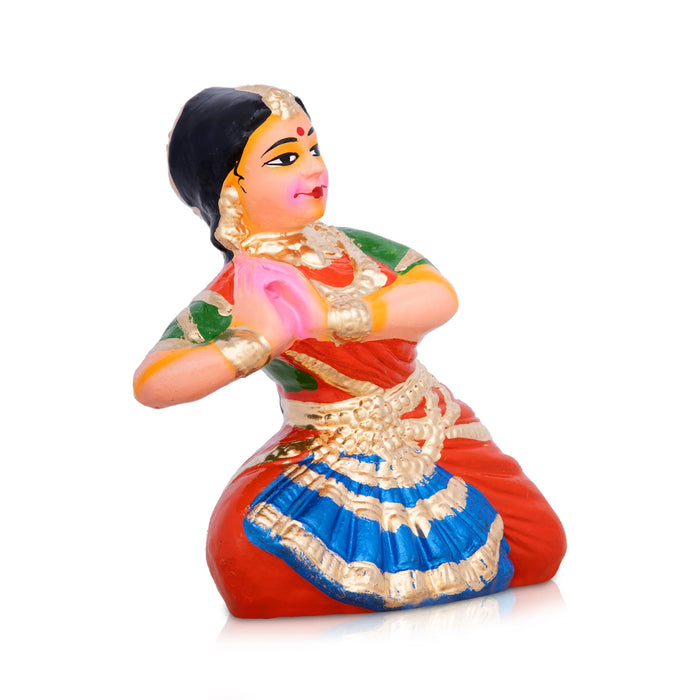 Bharathanatyam Clay Golu Bommai - 7 x 5 Inches | Giri Golu Doll/ Navaratri Golu Bomma/Gombe/Bommai