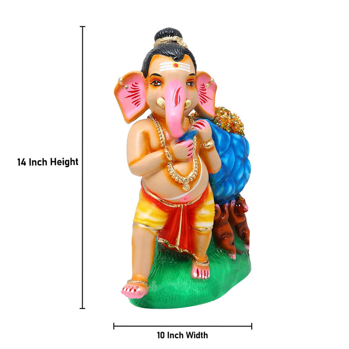 Kubera Ganapathi Paper Mache Golu Bommai - 12 X 10 Inches | Giri Golu Doll/Navaratri Golu Bomma/ Gombe/ Bommai - Paper Mache Kolu Bommai