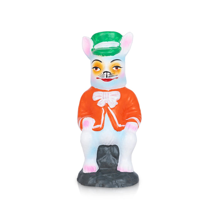 Cartoon Rabbit Clay Golu Bommai Pair- 9 x 6 Inches | Giri Golu Bommai / Navaratri Golu Bomma/ Gombe