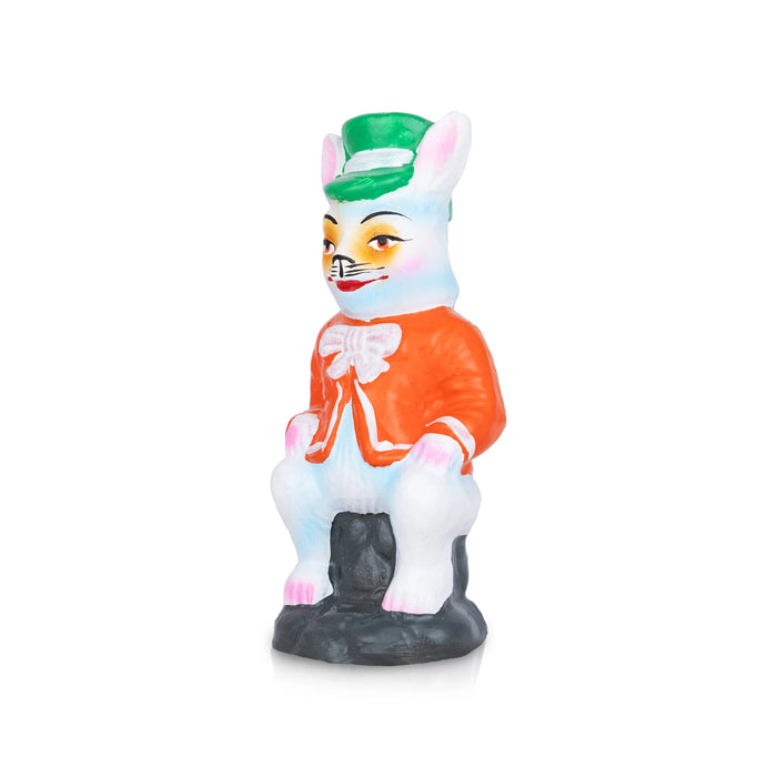 Cartoon Rabbit Clay Golu Bommai Pair- 9 x 6 Inches | Giri Golu Bommai / Navaratri Golu Bomma/ Gombe