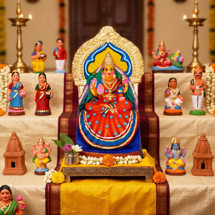 Sharadhambal Paper Mache Golu Bommai - 16 x 9 Inches | Giri Golu Doll/ Navaratri Golu Bomma/ Gombe/ Bommai