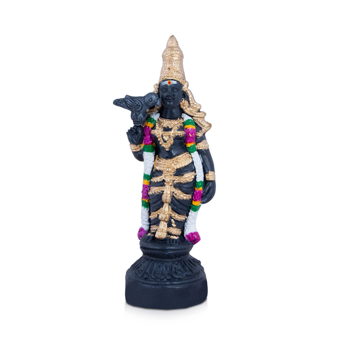 Meenakshi Amman Statue Clay Golu Bommai - 12 x 5 Inches | Giri Golu Doll/ Stone Finish/ Navaratri Golu Bommai