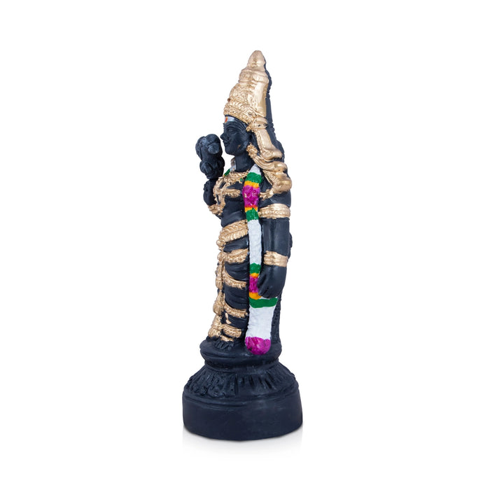 Meenakshi Amman Statue Clay Golu Bommai - 12 x 5 Inches | Giri Golu Doll/ Stone Finish/ Navaratri Golu Bommai