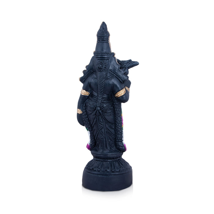 Meenakshi Amman Statue Clay Golu Bommai - 12 x 5 Inches | Giri Golu Doll/ Stone Finish/ Navaratri Golu Bommai