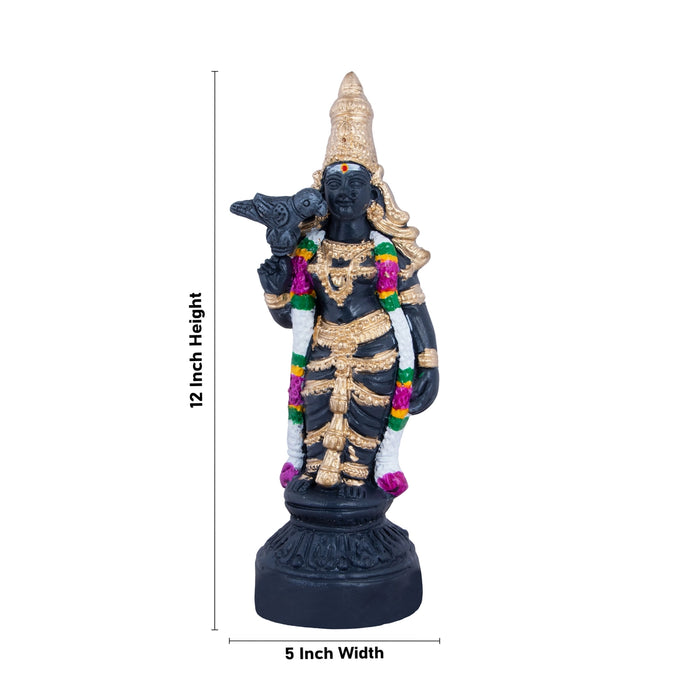 Meenakshi Amman Statue Clay Golu Bommai - 12 x 5 Inches | Giri Golu Doll/ Stone Finish/ Navaratri Golu Bommai