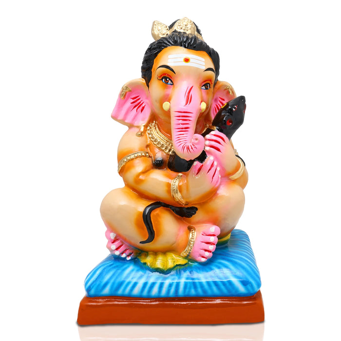 Ganesha With Rat Paper Mache Golu Bommai - 15 x 9.5 Inches | Giri Golu Doll/ Navaratri Golu Bomma/Gombe/Bommai