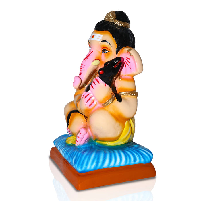 Ganesha With Rat Paper Mache Golu Bommai - 15 x 9.5 Inches | Giri Golu Doll/ Navaratri Golu Bomma/Gombe/Bommai