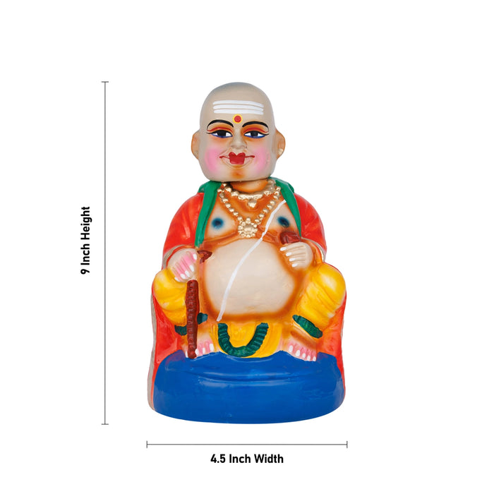 Thatha Patti Clay Golu Bommai Pair - 9 x 4.5 Inches | Giri Golu Doll/ Navaratri Golu Bommalu/ Gombe