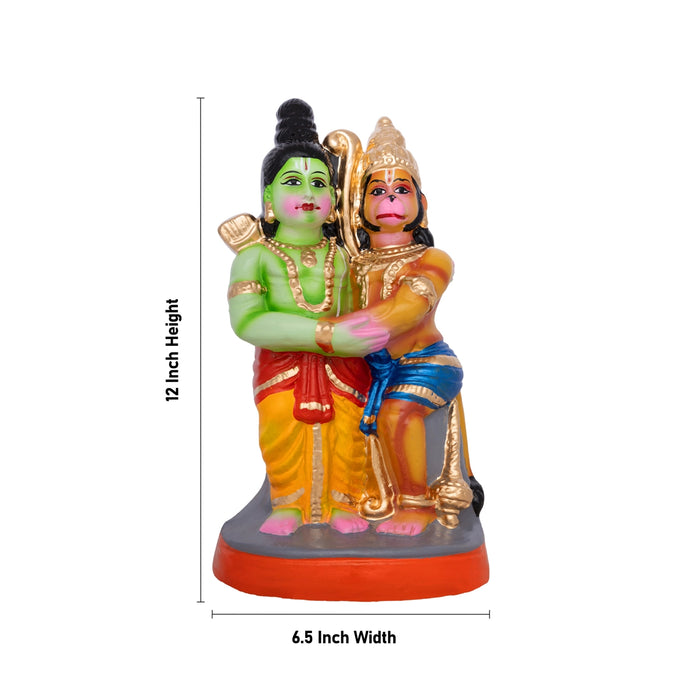 Ram Hanuman Murti Clay Golu Bommai - 12 X 6.5 Inches | Giri Golu Doll/ Navaratri Golu Bommai/ Gombe - Clay Kolu Bommai