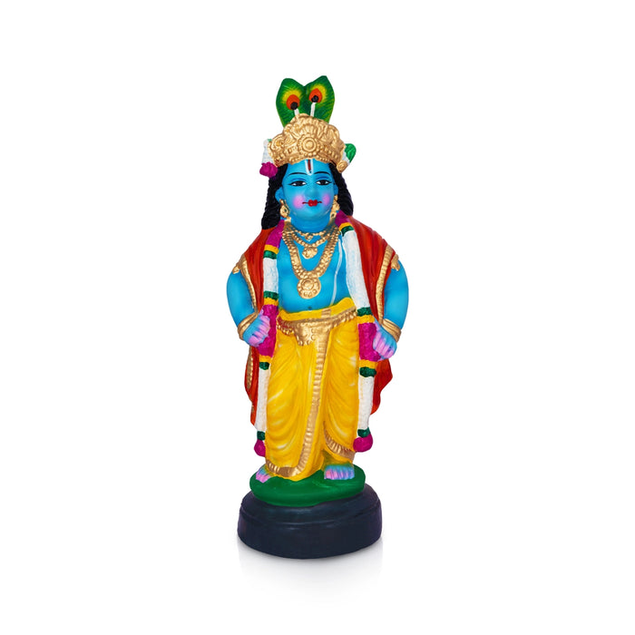 Vittobha Krishna Clay Golu Bommai - 16 x 6 Inches | Giri Golu Doll/ Navaratri Kolu Bommai/ Gombe/ Dasara Doll