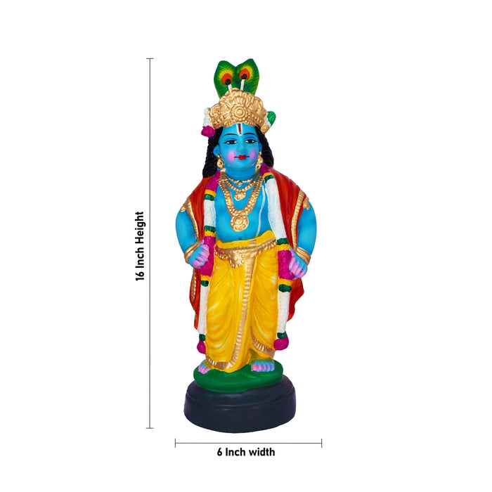 Vittobha Krishna Clay Golu Bommai - 16 x 6 Inches | Giri Golu Doll/ Navaratri Kolu Bommai/ Gombe/ Dasara Doll