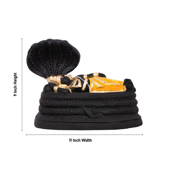 Sri Ranganathar Statue Clay Golu Bommai - 9 X 11 Inches | Giri Golu Doll/Navaratri Golu Bomma/ Gombe/ Bommai - Clay Kolu Bommai