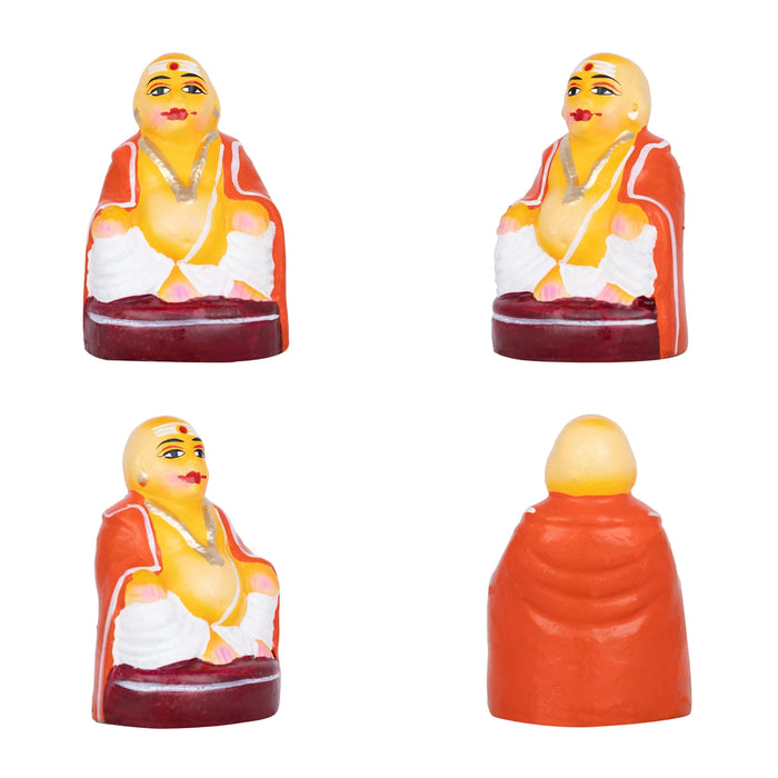 Thatha Patti Clay Golu Bommai Pair - 4 x 2.5 Inches | Giri Golu Doll / Navaratri Golu Bomma / Gombe / Bommai