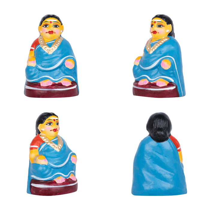 Thatha Patti Clay Golu Bommai Pair - 4 x 2.5 Inches | Giri Golu Doll / Navaratri Golu Bomma / Gombe / Bommai
