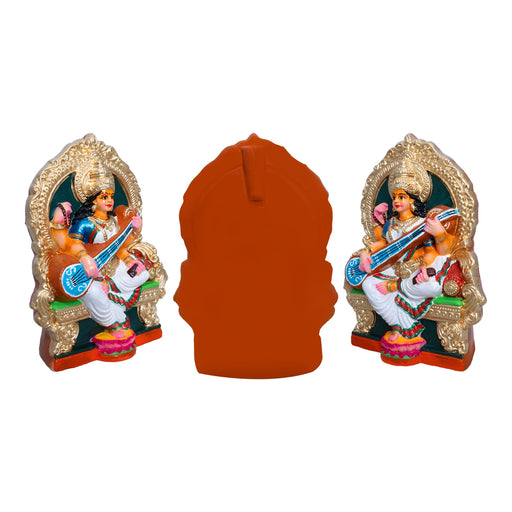 Lakshmi Saraswathi Durga Clay Golu Bommai Set - 11 x 8 Inches | Giri Golu Doll/ Navaratri Golu Bomma/Gombe/Bommai - Clay Kolu Bommai