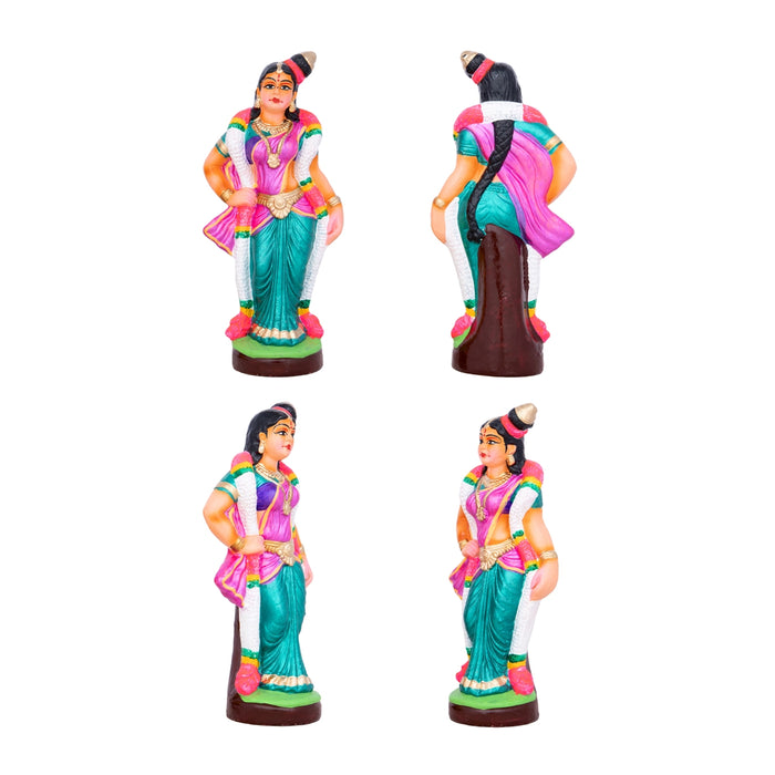 Malai Soodi Kodutha Andal Clay Golu Bommai Set - 11 x 4.5 Inches | Giri Golu Doll/ Navaratri Golu Bomma/Gombe/Bommai