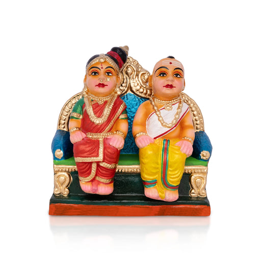 Uncle Aunty Iyer Clay Golu Bommai - 7 X 7 Inches | Giri Golu Doll/ Navaratri Golu Bomma/ Gombe/ Bommai - Clay Kolu Bommai