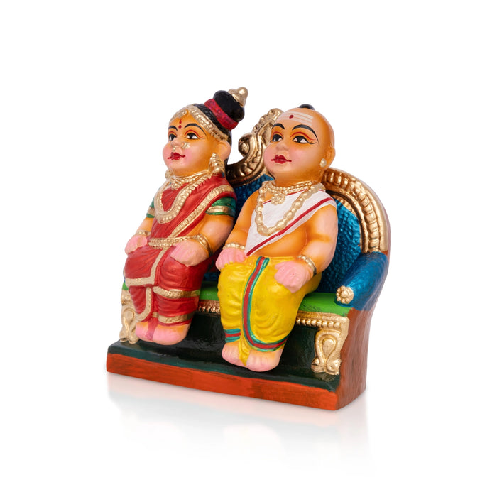Uncle Aunty Iyer Clay Golu Bommai - 7 X 7 Inches | Giri Golu Doll/ Navaratri Golu Bomma/ Gombe/ Bommai - Clay Kolu Bommai