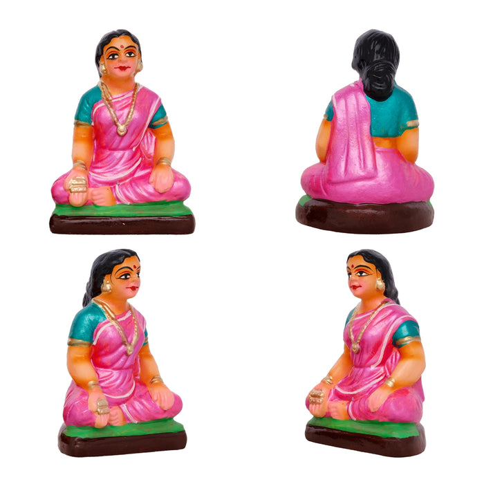 Womens Playing Thayam Game Clay Golu Bommai Set- 5 X 3.25 Inches | Giri Golu Doll/Navaratri Golu Bommai/ Gombe - Clay Kolu Bommai