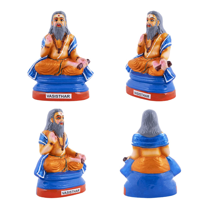 Saptarishi Clay Golu Bommai Set - 6 x 4.5 Inches | 7 Pcs/ Giri Golu Doll/ Navaratri Golu Bomma/ Gombe/ Bommai