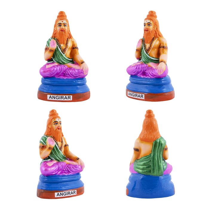 Saptarishi Clay Golu Bommai Set - 6 x 4.5 Inches | 7 Pcs/ Giri Golu Doll/ Navaratri Golu Bomma/ Gombe/ Bommai