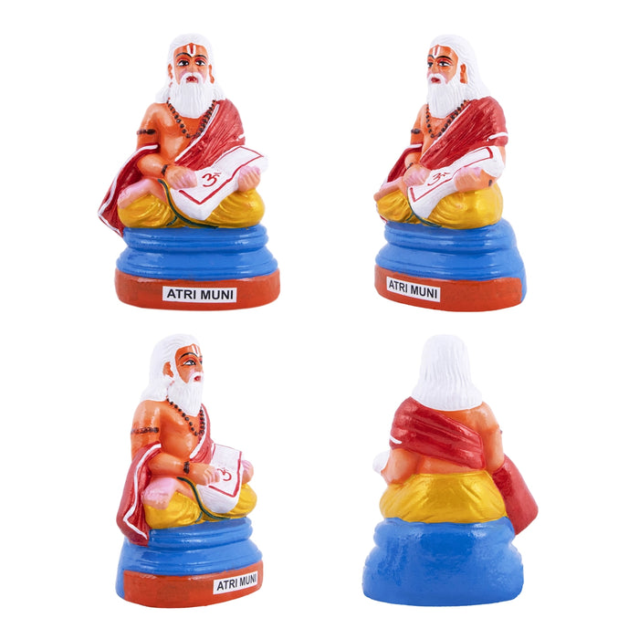 Saptarishi Clay Golu Bommai Set - 6 x 4.5 Inches | 7 Pcs/ Giri Golu Doll/ Navaratri Golu Bomma/ Gombe/ Bommai