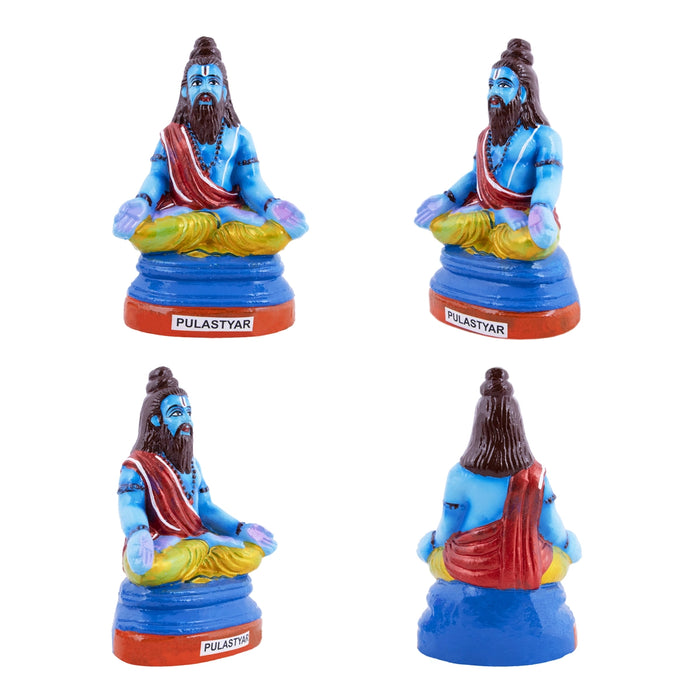 Saptarishi Clay Golu Bommai Set - 6 x 4.5 Inches | 7 Pcs/ Giri Golu Doll/ Navaratri Golu Bomma/ Gombe/ Bommai