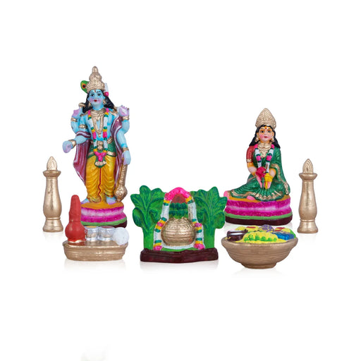 Varalakshmi Clay Golu Bommai Set - 10 x 4.5 Inches | God Idols/ Golu Doll/ Navaratri Golu Bomma/ Gombe/ Bommalu - Clay Kolu Bommai