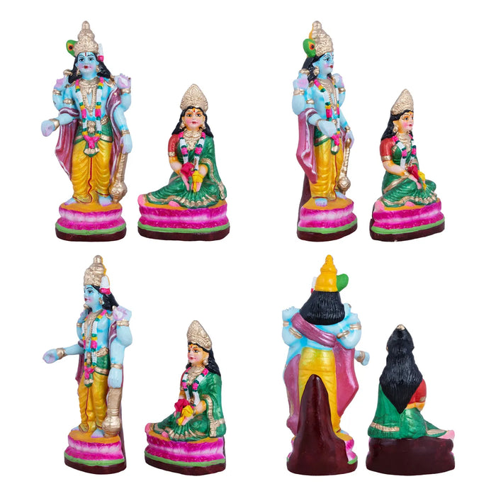 Varalakshmi Clay Golu Bommai Set - 10 x 4.5 Inches | God Idols/ Golu Doll/ Navaratri Golu Bomma/ Gombe/ Bommalu - Clay Kolu Bommai