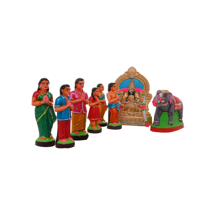 Manakula Vinayagar Murti Clay Golu Bommai Set - 10 x 7.5 Inches | Giri Golu Doll/Navaratri Golu Bomma/Gombe