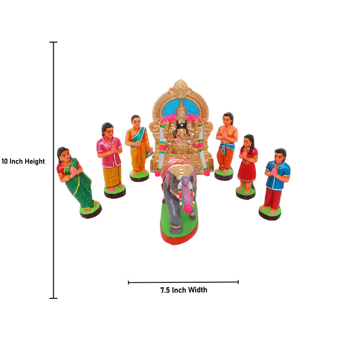 Manakula Vinayagar Murti Clay Golu Bommai Set - 10 x 7.5 Inches | Giri Golu Doll/Navaratri Golu Bomma/Gombe