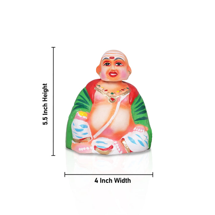 Thatha Paati Paper Mache Golu Bommai Pair - 5.5 x 4 Inches | Giri Golu Doll/ Saiva Navaratri Golu Bomma/ Gombe - Paper Mache Kolu Bommai