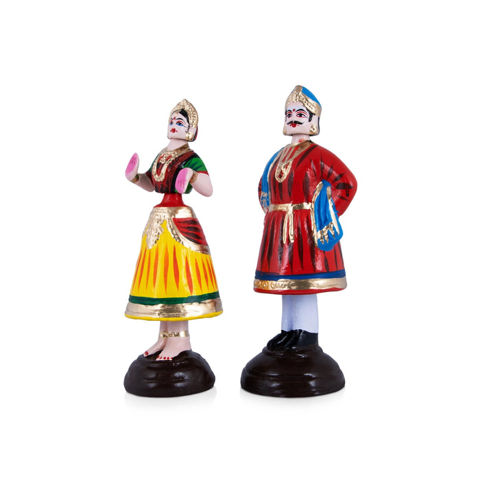 Raja Rani Paper Mache Golu Bommai Pair - 11 x 4 Inches | Giri Golu Doll/ Navaratri Golu Bomma/Gombe/Bommai