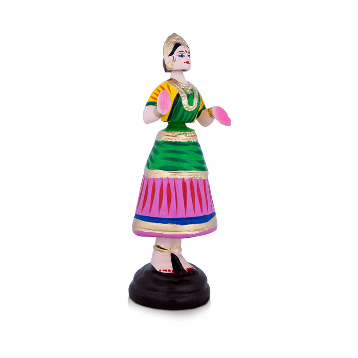 Dancing Doll Paper Mache Golu Bommai - 10 x 3.5 Inches | Giri Golu Doll/ Navaratri Golu Bomma/Gombe/Bommai