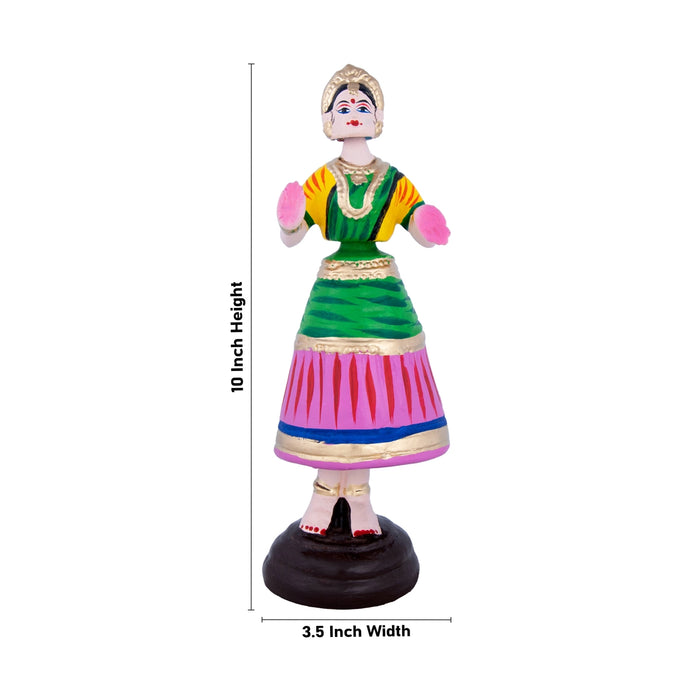 Dancing Doll Paper Mache Golu Bommai - 10 x 3.5 Inches | Giri Golu Doll/ Navaratri Golu Bomma/Gombe/Bommai