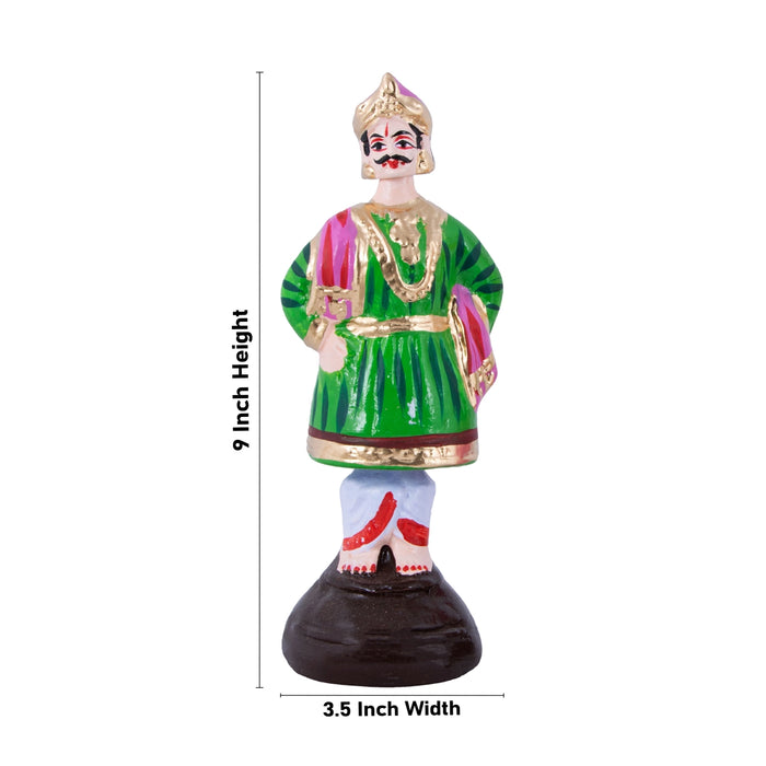 Raja Rani Paper Mache Golu Bommai Pair - 9 x 3.5 Inches | Giri Golu Doll/ Navaratri Golu Bomma/Gombe/Bommai - Paper Mache Kolu Bommai
