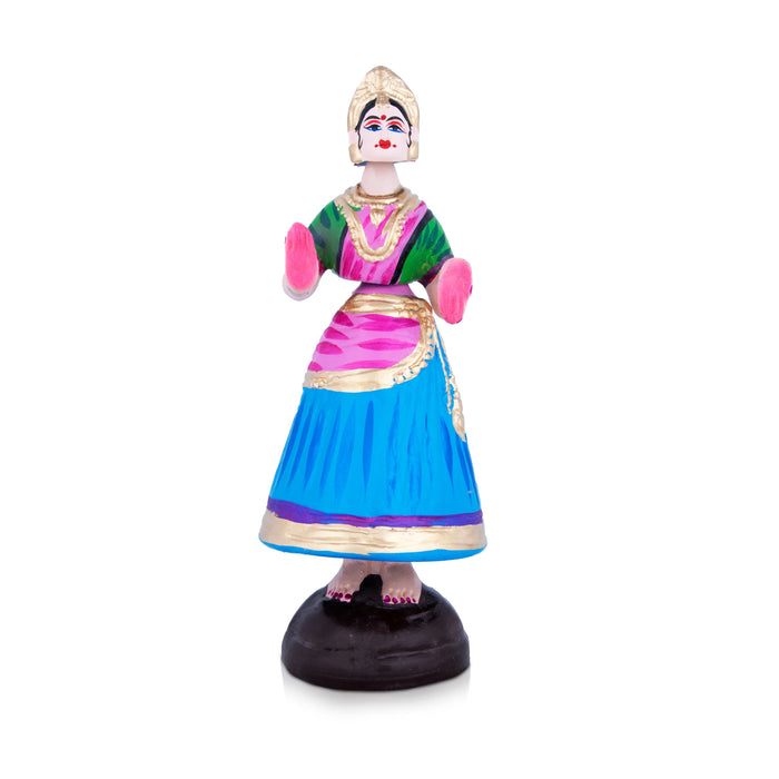 Dancing Doll Paper Mache Golu Bommai - 12 x 4 Inches | Giri Golu Doll/ Navaratri Golu Bomma/Gombe/Bommai