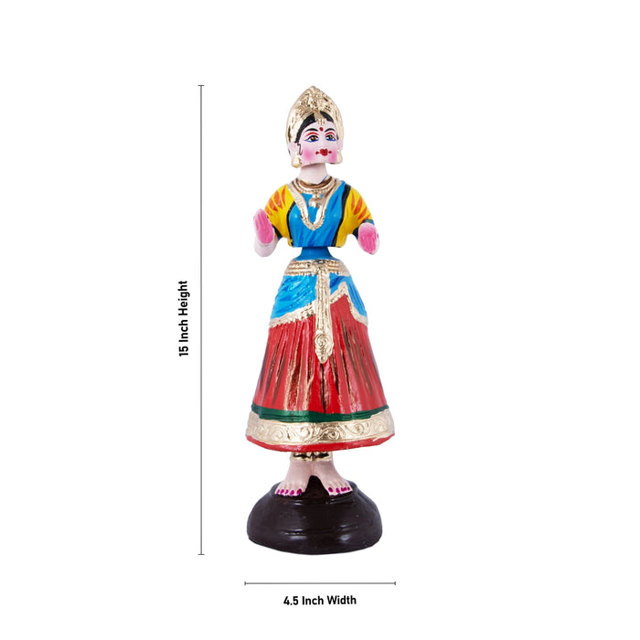 Dancing Doll Paper Mache Golu Bommai - 15 x 4.5 Inches | Giri Golu Doll/ Navaratri Golu Bomma/Gombe/Bommai