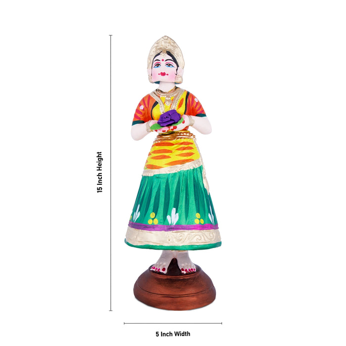 Welcome Dancing Doll Paper Mache Golu Bommai - 15 x 5 Inches | Giri Golu Doll/ Navaratri Golu Bomma/Gombe/Bommai