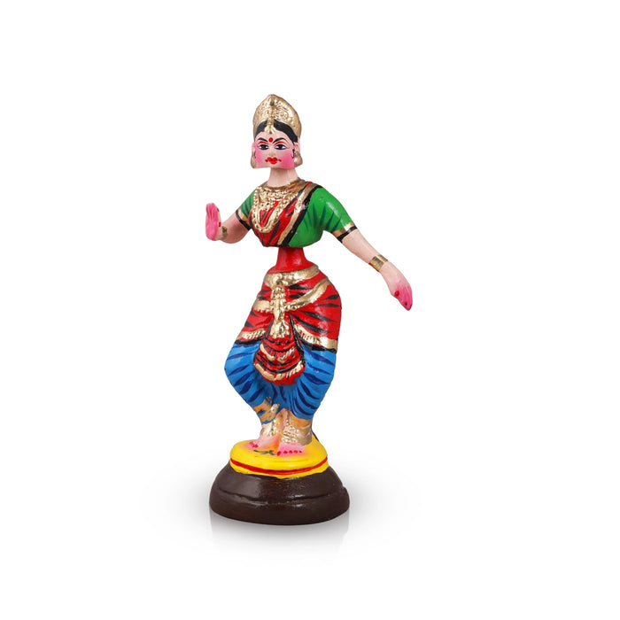 Bharatanatyam Dance Doll Paper Mache Golu Bommai - 12 x 6 Inches | Giri Golu Doll/ Navaratri Golu Bomma/Gombe - Paper Mache Kolu Bommai