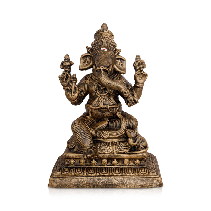 Ganesha Paper Mache Golu Bommai - 11 x 7.5 Inches | Brass Finish/ Giri Golu Doll/Navaratri Kolu Bomma/Gombe
